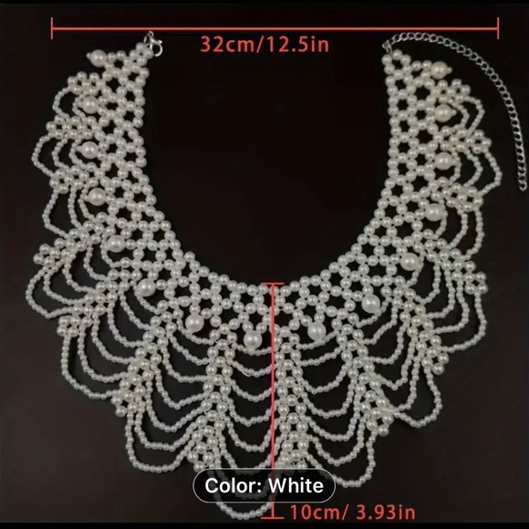 1 Elegant Necklace Braided Tassel Layered with Vintage Faux Pearls - Picture 4 of 5